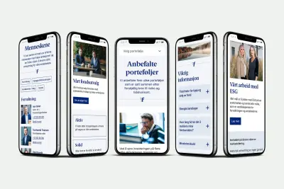 Mobilskjermer som viser nettside forndsfinans