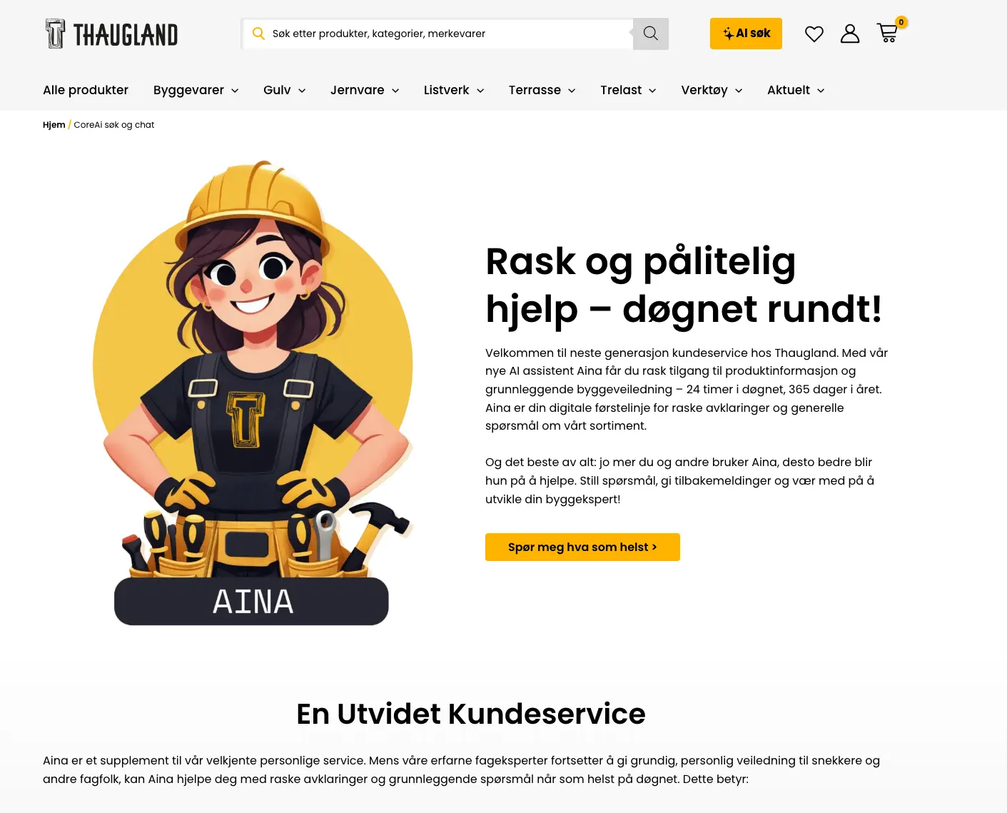 Skjermdump av chatbot Aina 