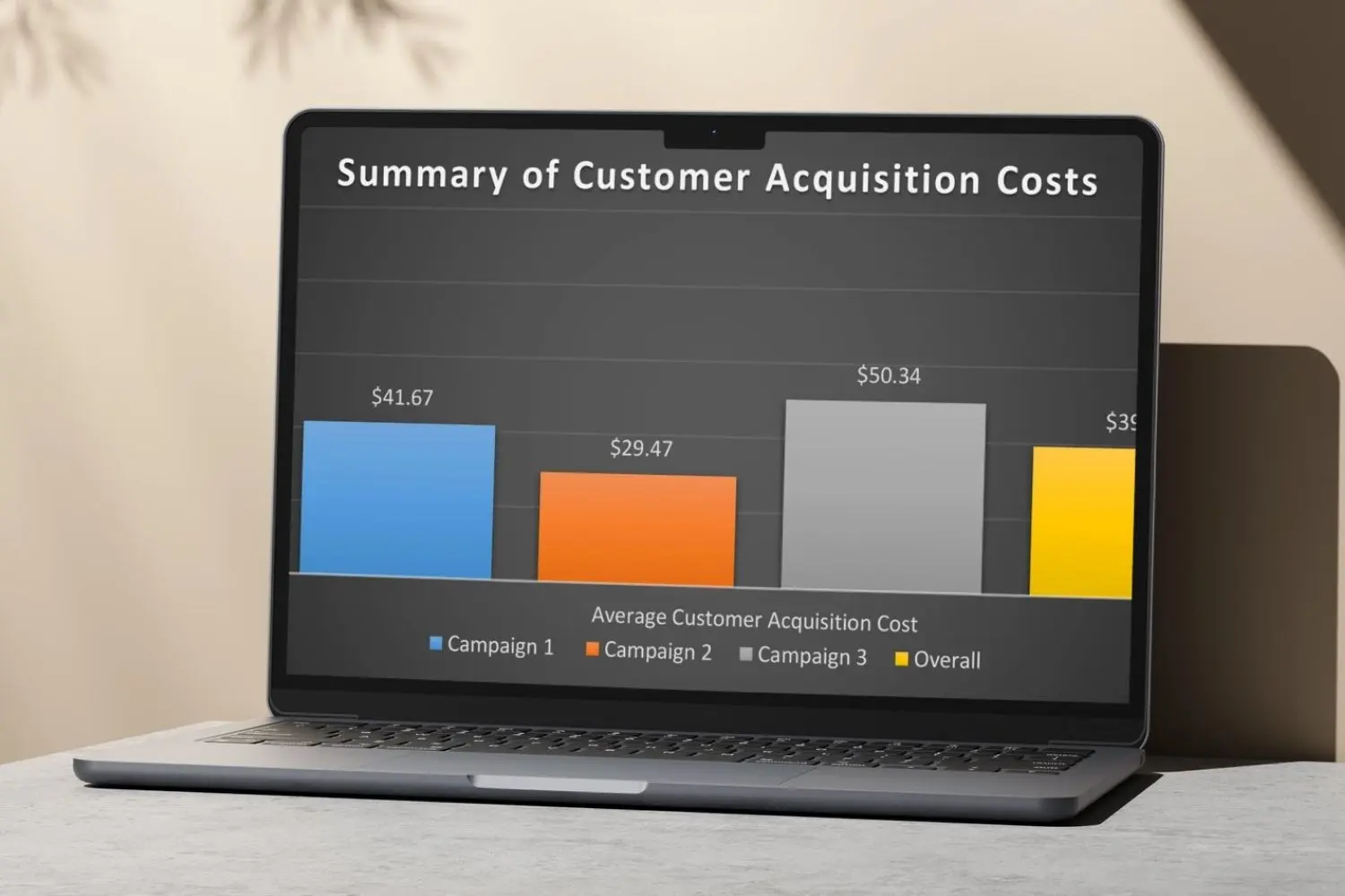 PC-skjerm med visning av Customer Acquisition Cost