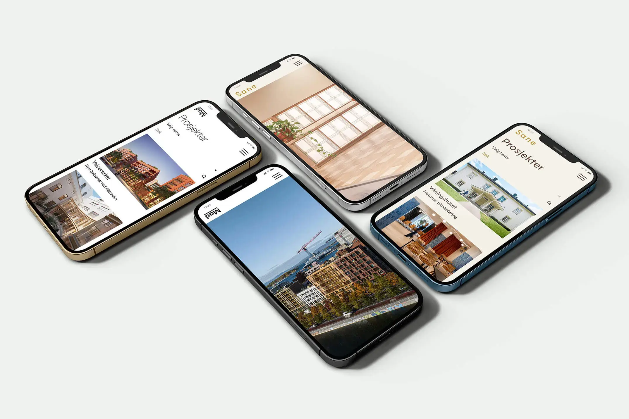 Mobilskjermer som viser nettsider
