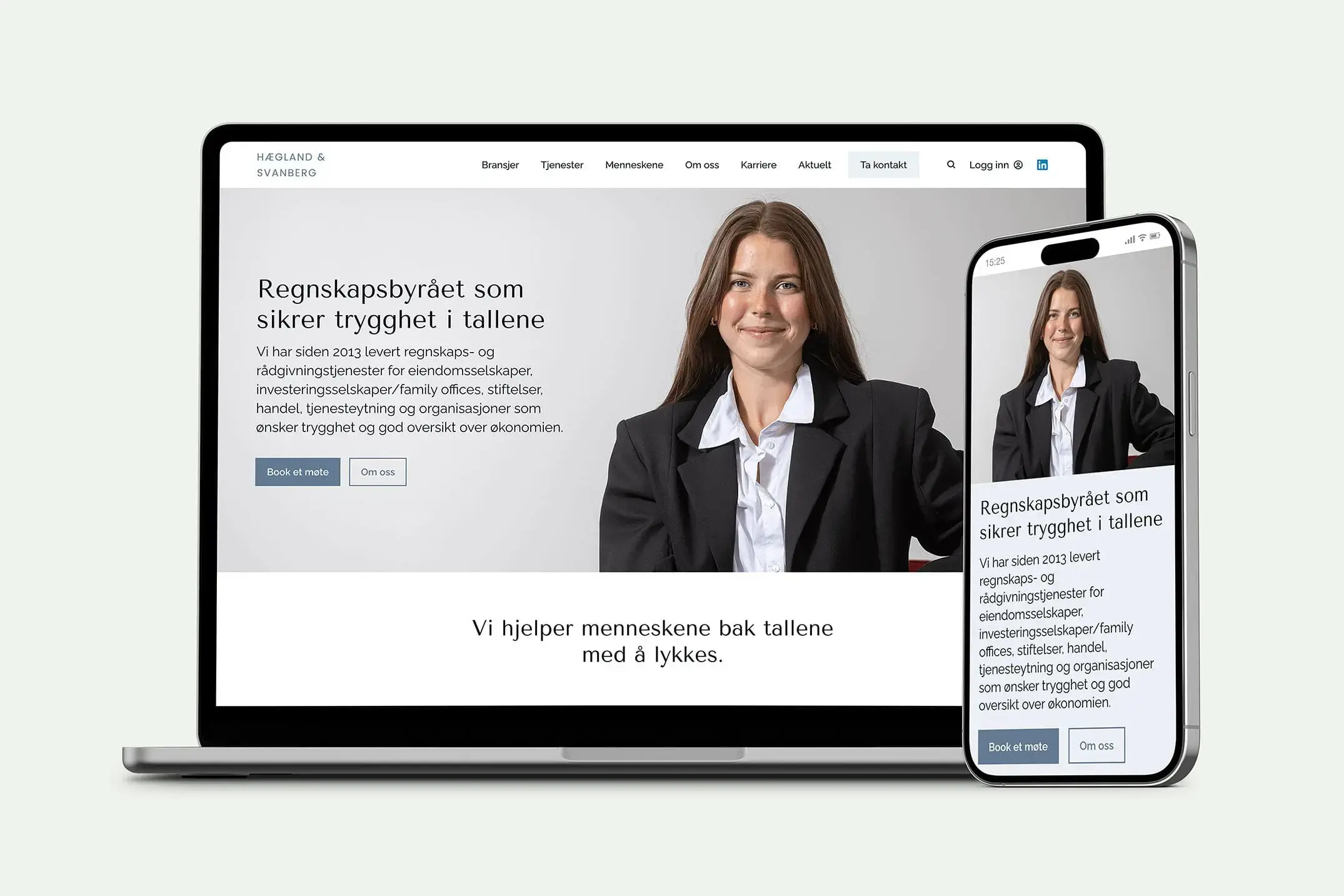Mobilskjerm og macskjerm med nettside 