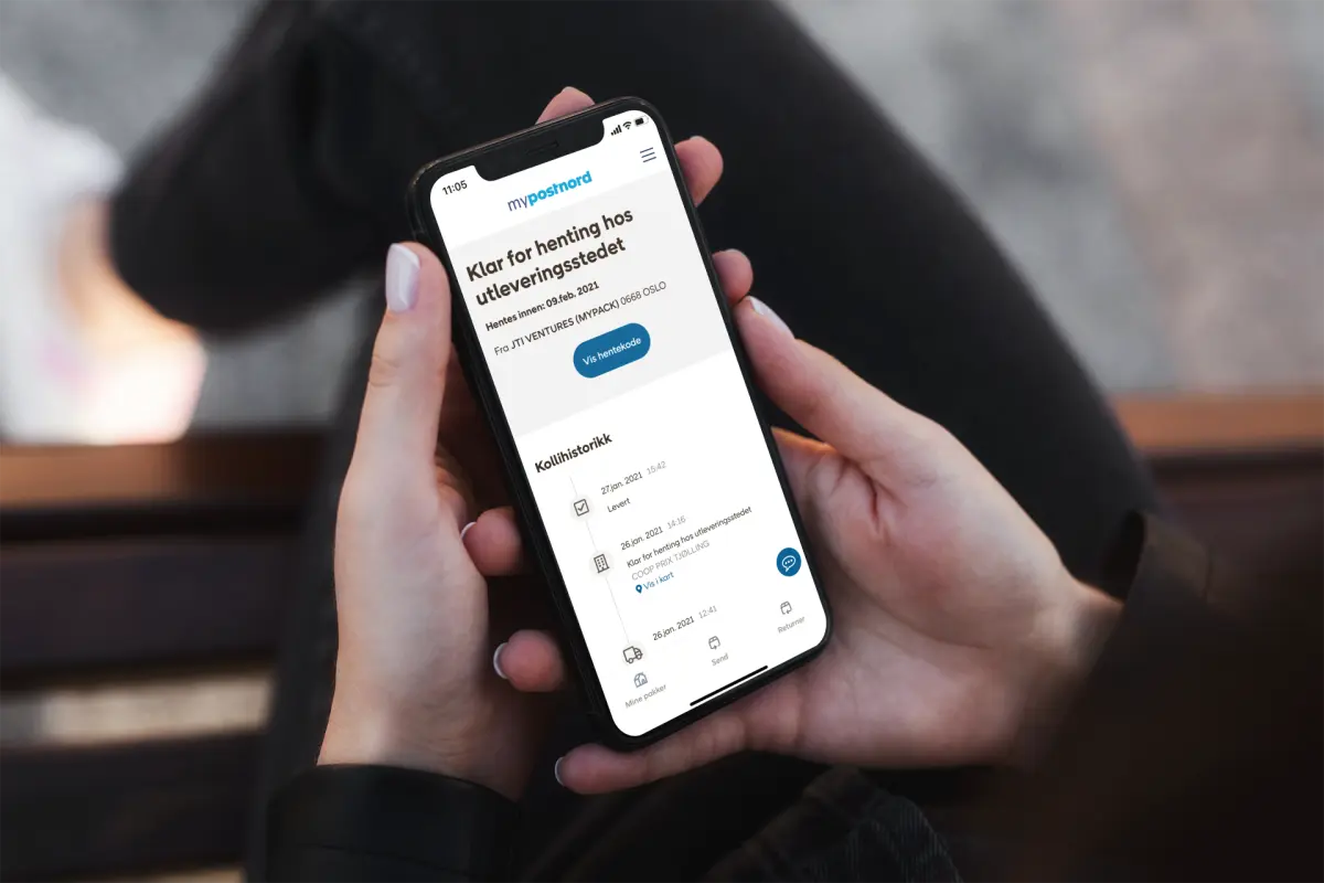skjermbilde fra postnord tjeneste