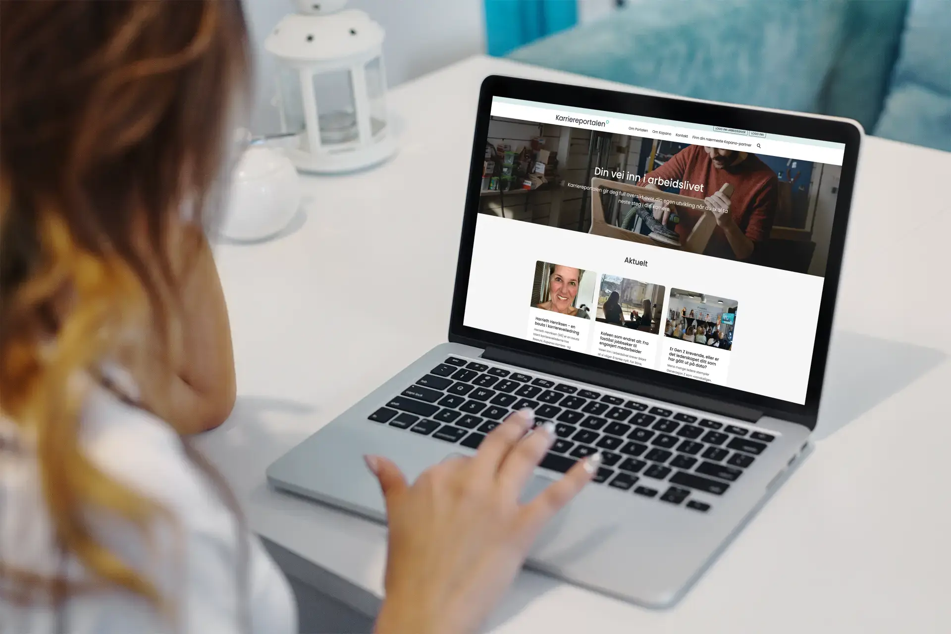 Laptop med Karriereportalen åpen